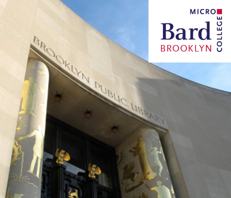 Bard Microcollege Brooklyn Logo with The BPL Central Library in the background.